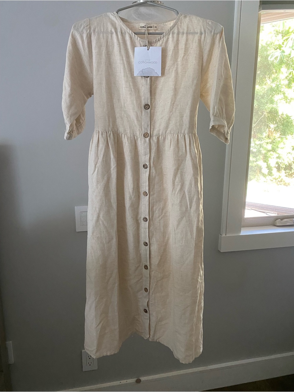 Cottonwood Linen cotton blend Button-Front Midi Dress